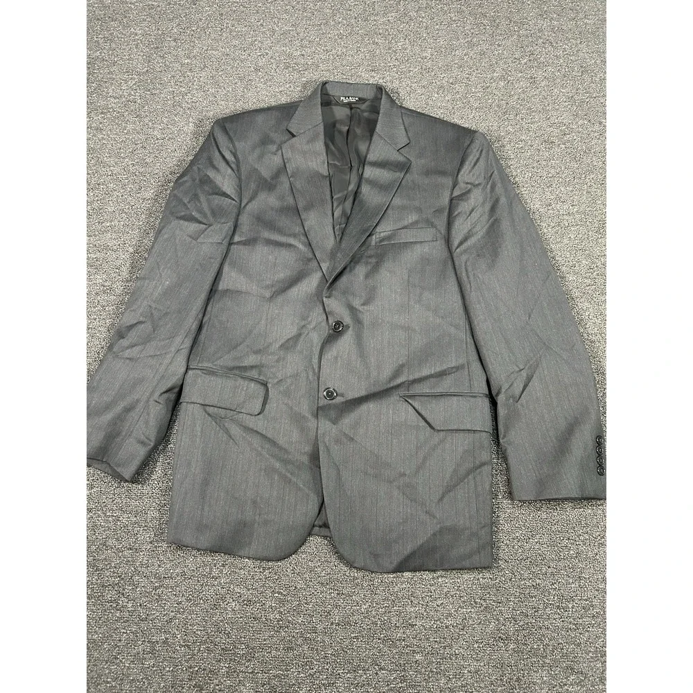 Jos‎ A Bank 2 Piece Suit Men's 40R Pants 36x31 Gray Striped 100% Wool Business